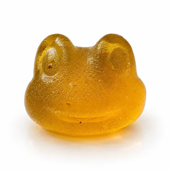 Close-up of the finished Toad Venom frog gummy made for Super Chill Goods