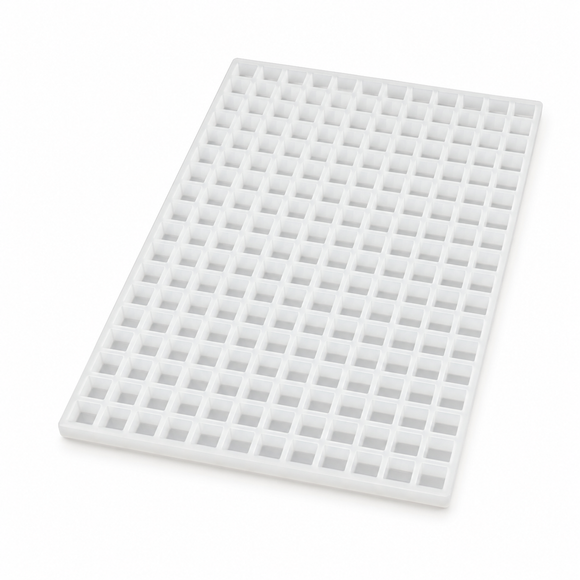 Top view of 2.5mL square gummy mold with 216 cavities