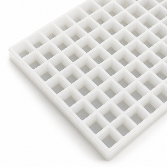 2.5mL square gummy mold with 216 cavities angled view