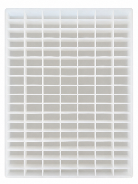 Molde para gomitas rectangular de 20 mL - 119 cavidades - vista superior completa, de silicona, para producción comercial