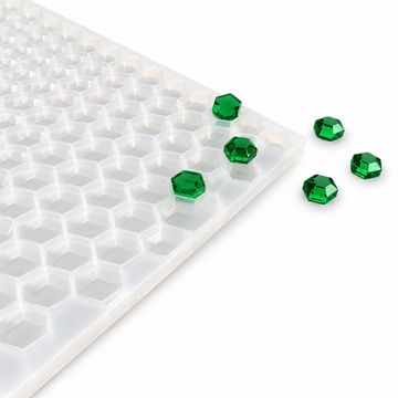 Molde para gomitas de gema hexagonal de 3 mL, 263 cavidades, con gomitas verde esmeralda